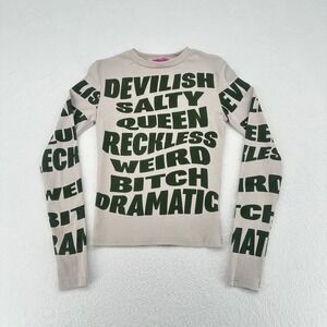 Edikted‎ Devilish Long Sleeve Crop Graphic Tee XS
